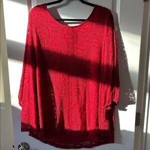 Fully Lined Lace w/Sheer-Lace Sleeves & Open-Bow Back